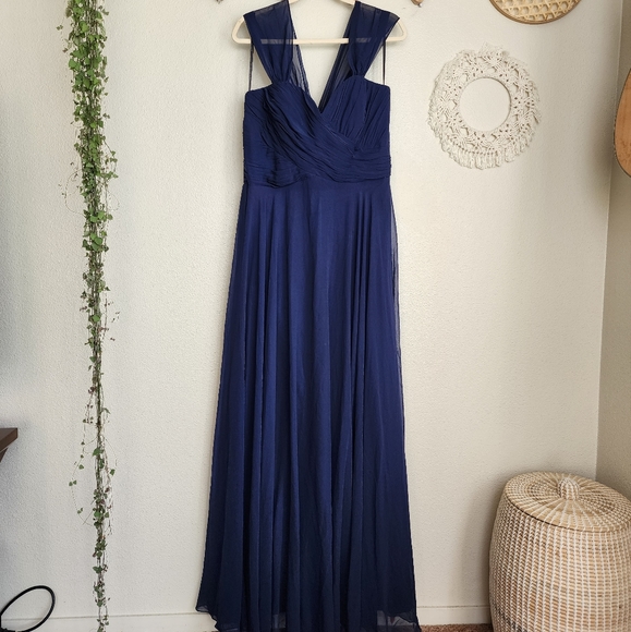 Dessy Collection Off-The-Shoulder Draped Chiffon Maxi Dress - Picture 2 of 11
